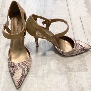 BCBG Snakeskin & Nude Leather Heels
